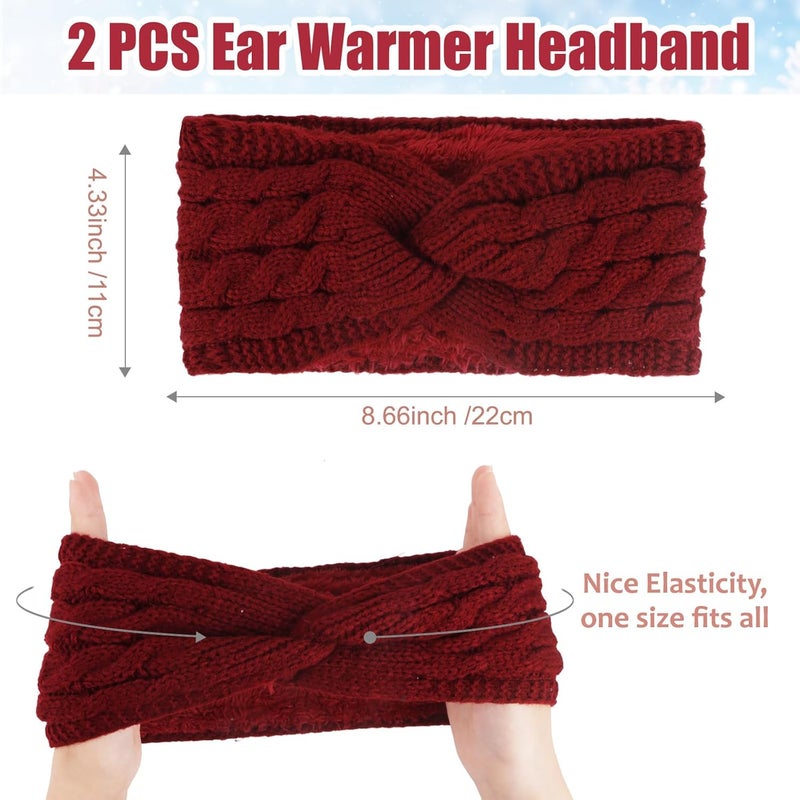 Cavetee Winter Headbands for Women, 4 Pieces Ear Muffs Crochet Soft Lined Elastic Ear Warmers for Women Christmas Gift - Image 4